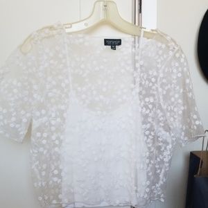 White floral embroidered crop top